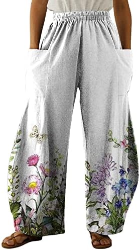 Etkia ženske teretne hlače Ženski cvjetni cvjetni print Preveliki predimenzionirana ulična odjeća retro visoki struk Harem hlače djevojke