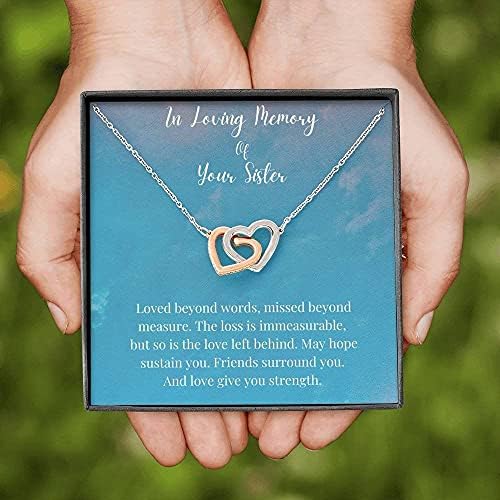 Kartica generičke poruke, ručno izrađena ogrlica- Personalizirani poklon za isprepletenost srca, u ljubavnom sjećanju na vašu sestru,