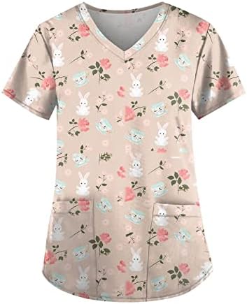 Uskrsne košulje za žene tunike kratki rukavi Slatka zeko grafička trendi bluza košulja o vratu labave majice vrhovi