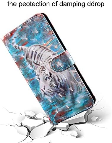 LEECOCO za LG Stylo 5 Case Tanak 3D luksuzni white tiger print torbica-novčanik od umjetne kože, s gornjim postoljem Držač za kartice