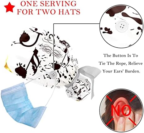 2 pakirajte žensku radnu kapu s gumbima vrpca kravata vintage osoblje glazbena nota smeđa prekrivača duge kose