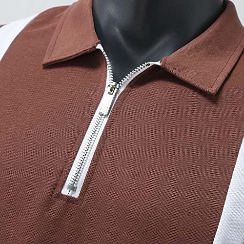 ZDFER ZIPPER POLO majice za muške, patchwork skretanje ovratnika dugih rukava majica Poslovanje casual vrhova za radnu odjeću