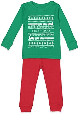 Choo Choo uzorak vlaka - ružna božićna dječja košulja i hlače set