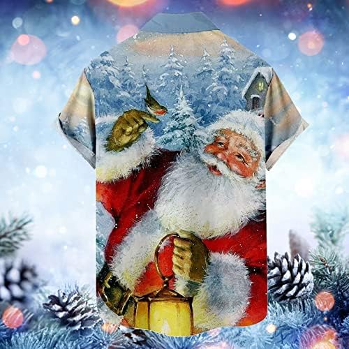 XXBR Božićne košulje za muške, smiješne 3d Xmas Djed Mraz tiskani vrhovi gumb kratkih rukava Down Home Party casual majica
