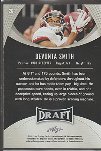 2021 Nacrt listova 26 Devonta Smith Alabama Crimson Tide XRC NFL Nogometna kartica NM-MT
