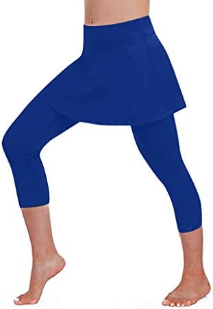 ICJJL ženske teniske gamaše s suknjom - Visokog struka kontrola trbuha suknjeni Capri golf trčanje trkača Sport Skorts Blue