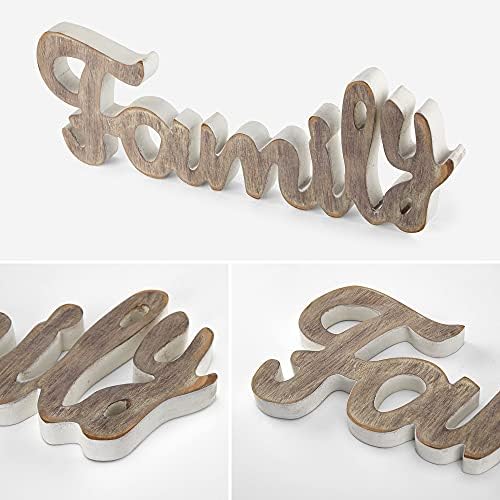 Joybee rustikalni drveni obiteljski znak, drvene obiteljske riječi ukrasni znak Slobodni stol za stol gornji ukras, samostojeća drvena