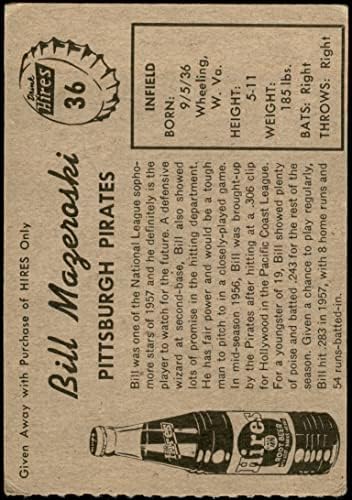 1958. Hires Root Beer 36 Xtab Bill Mazeroski Vg