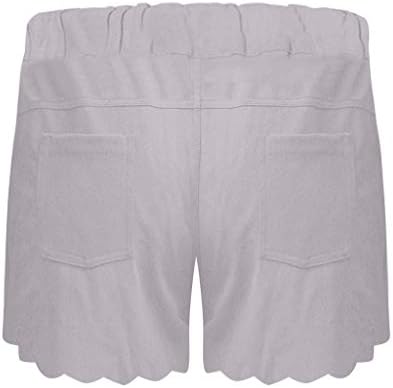 Gdjgta žene casual solidne boje pamučne lanene džepove kratke hlače labave zavojne elastične hlače struka