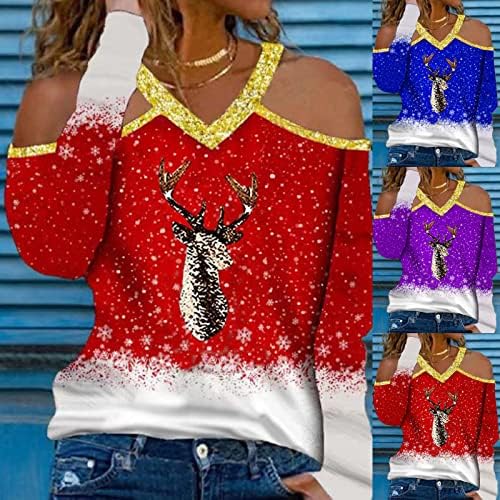 Božićni halter bez naramenica dukserice za žene snježne pahuljice trisni atletski gornji top mekani džemper pulovera