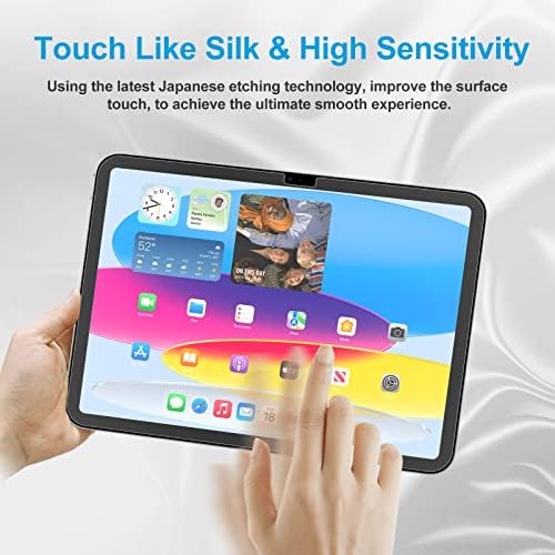 MobDik Silkfeel Stakleni zaslon Zaštitnik kompatibilan s iPad 10. generacijom, [dodirni poput svile] [ez kit] [Temperirano staklo]