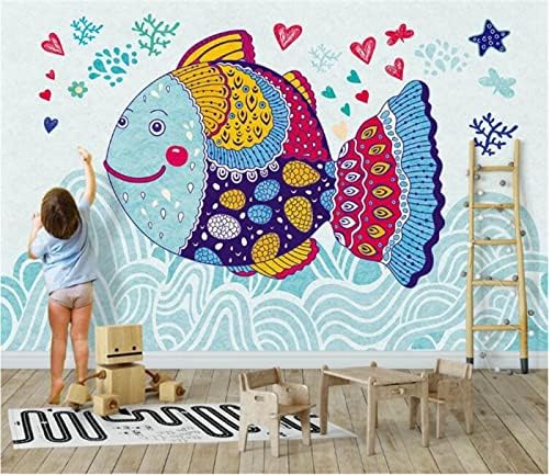 Prilagođena 3D fotografija pozadina Mural Wall crtana riba Dječja soba Pozadina zidna plava ukras Slikanje kuće dekor 430 cm × 300