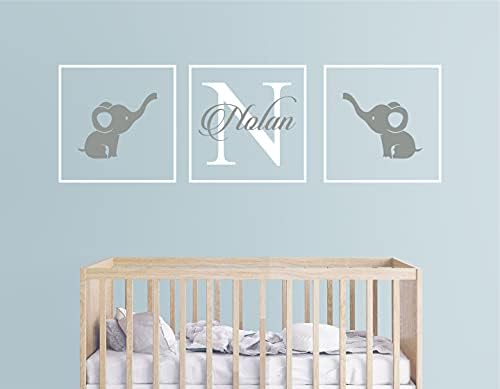 Personalizirani naziv Slonovi - Okviri serije - BABY BOY/GIRL Wall Decal vrtić za djecu u spavaćoj sobi