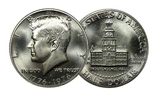 1976. S srebrni Kennedy Dvogodišnji pola dolara - Dvostruko datirano - Svijetlo bijelo - sjajno necirkulirano - američka metvica