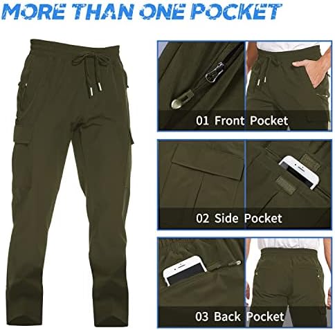 Muške brze suhe teretne hlače Lagane vodootporne planinarske hlače džepovi s patentnim zatvaračem Elastični struk casual hlače