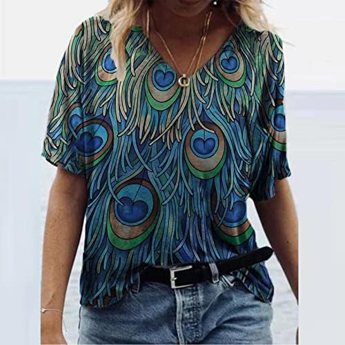 Ženska modna majica po cijeloj cvjetni grafički print vrhovi Creveck bluze s kratkim rukavima 2023 Ljetne povremene majice