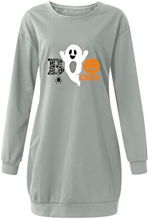 Skeleton Hoodie haljina za žene Noć vještica - bundeva Halloween dugih rukava tunika puloverstrendy haljina s džepom