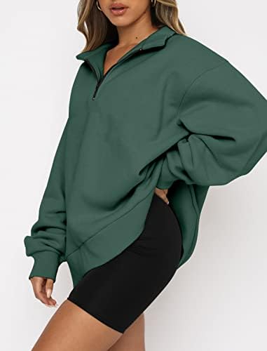 Ulekuke žene preveliki pola zip pulover četvrt zip hoodie rever vrat dugle rukave dukseve majice tinejdžerke trendovske odjeće