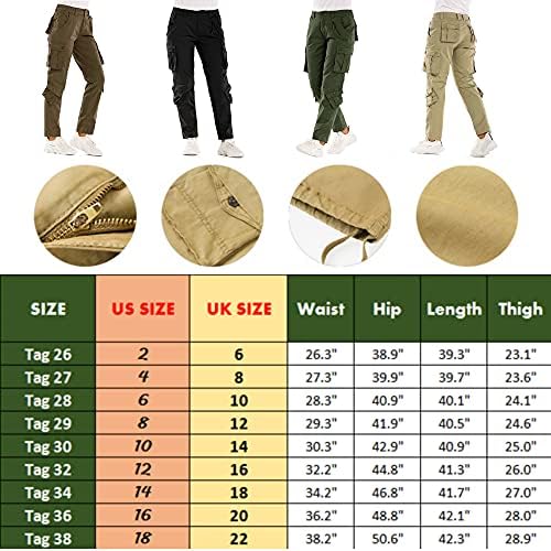 Raroauf ženske kauzalne pamučne teretne hlače Vojne borbene radne odjeće Capri hlače s 8 džepa