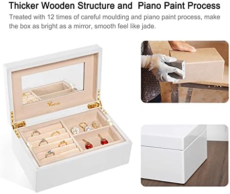 Drvena kutija za organizatore za žene i tinejdžerice luksuzna drvena kutija za nakit s klavirskom bojom i ogledalom velike kutije za