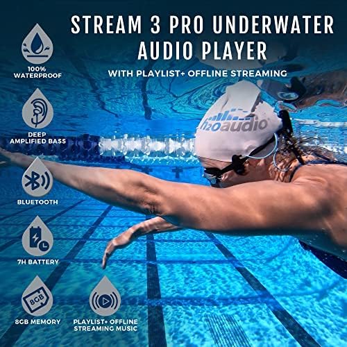 H2O Audio Stream 3 Pro i Surge S+ Earbuds - podvodni streaming Music Vodootporan MP3 uređaj za plivanje s Bluetooth -om i kratkim kabelom