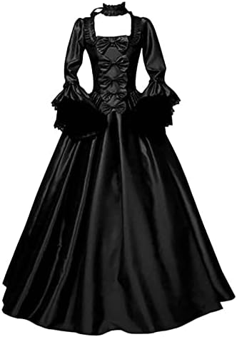 Haljina za Noć vještica ženska Vintage haljina s kapuljačom, Vještičji ogrtač, rukav truba, srednjovjekovna vjenčanica, kostimirana