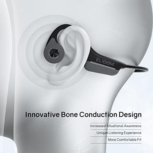 Slušalice za provođenje kostiju Eliboma, vodootporne slušalice otvorenog uha, 9+sati glazba i poziv, bežične Bluetooth slušalice s