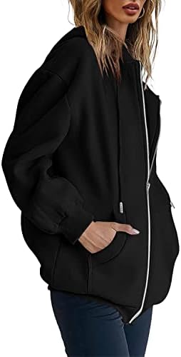 Aoysky ženska kapuljača casual predimenzioniran zip up y2k jakna s džepovima s džepovima