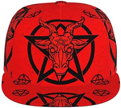 Crveni sotonski pentagram unisex ravne kape za bejzbol, modni hip-hop podesivi ravni šešir, kamiondžijski hats tata šešir šešir šešir