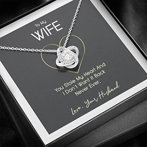Ručno izrađena ogrlica - Ogrlica mojoj supruzi, poklon za ogrlicu od muža, poklon za ogrlicu od bijelog zlata za ženu, ogrlicu s karticom