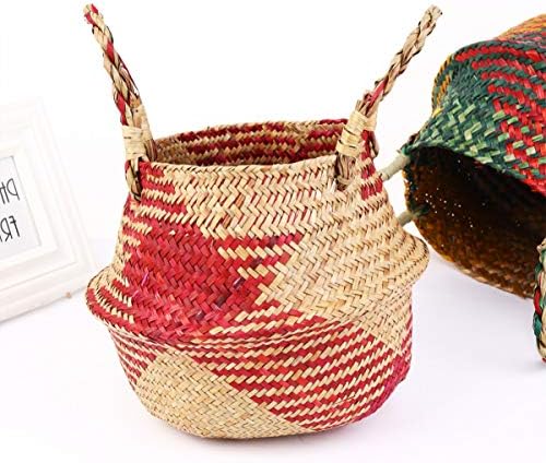 Rustikalne zidne Sadilice košara od morske trave Pletena slama veliko spremište za rublje s ručkama poklopac lonca igračka ukrasna