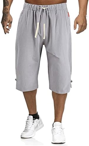 Muške kratke hlače muške labave pamučne lanene Ležerne hlače s elastičnim pojasom hlače za plažu ošišane sportske kratke hlače za muškarce