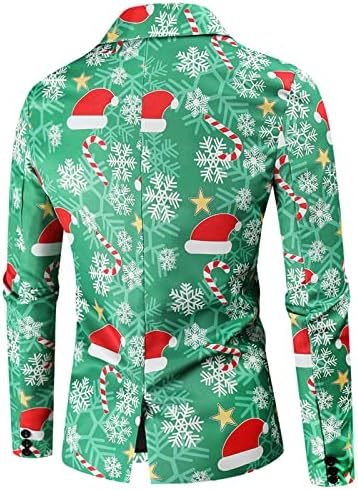 Lolmot muški božićni blejzer ružni xmas Djed Mraz Claus snježna pahuljica print tuxedo odijelo jakne jedan gumb vitki fit repel party