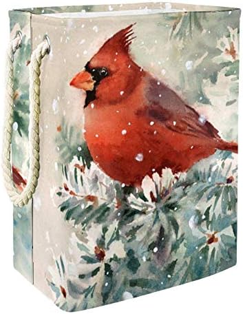 Neobična zimska ptica kardinal ručno oslikana akvarelom 300 Pack Oksford PVC vodootporna košara za odjeću velika košara za rublje za