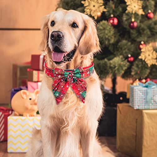 Svečani božićni ogrlica za pse, praznični ogrlica s lukom, podesivi božićni pseći ovratnik sa sigurnosnom kopčom, mekani udoban prilično