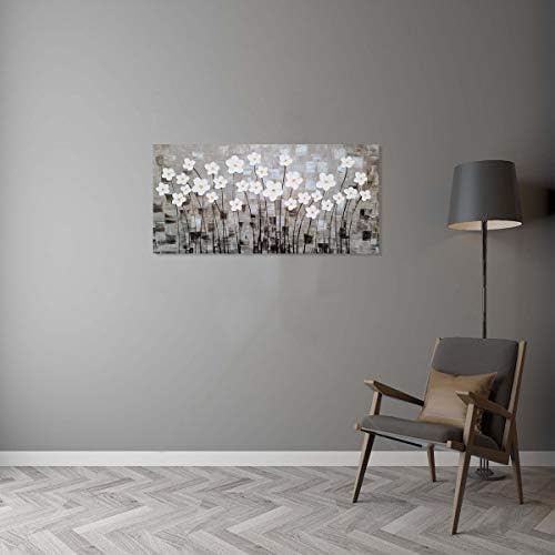 Yihui umjetnost cvjetna platna zidna umjetnost ručno oslikana velika 3D siva i bijela slika Moderna apstraktna estetska slika umjetnička
