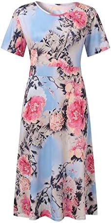 Dame dugačka haljina Ljetno casual maxi haljina kratkih rukava cvjetni print casual haljina vitka haljina s visokim strukom