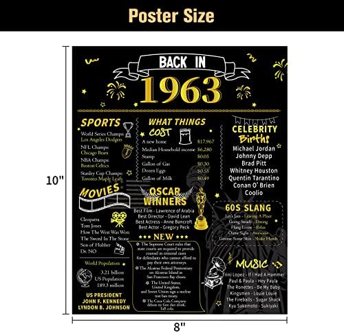 Kaayee 60. Birthday Party Dekoracije Poster Daleko 1963. Posteri za obljetnicu Posteri Posteri za muškarce i žene koje navršavaju 60