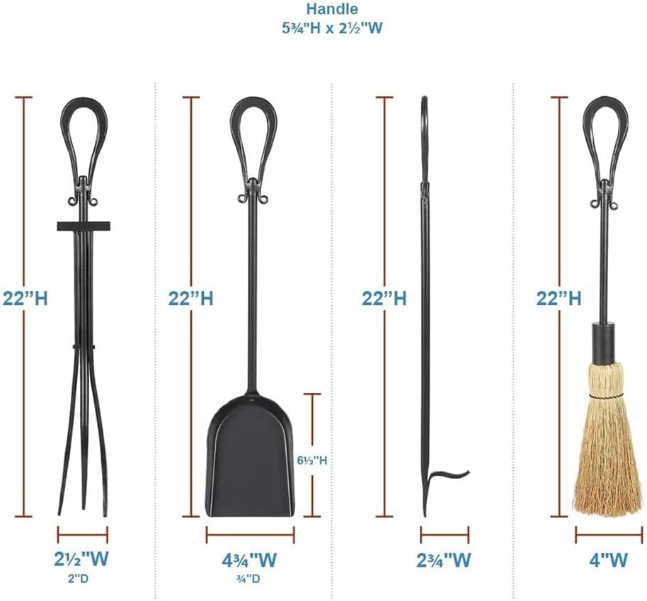 Set alata za kamin od 5 komada, set alata za kamin od kovanog željeza od 5 komada, grafitni kamin i set alata za kamin za unutarnju
