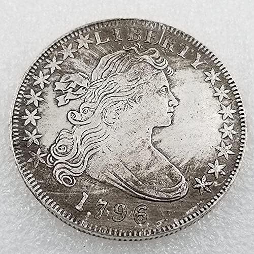 Antikni zanat 1796 bakreno srebrno pozlaćeno morgan srebrni dolar srebrni okrugli novčić 0006