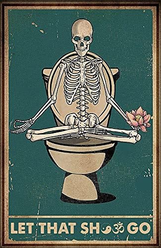 Vintage Retro Tin Sign Plaketi Zidni dekor Kućni znak Skeleton joga meditacija Neka to sranje Go Metal plakat Halloween Living Home