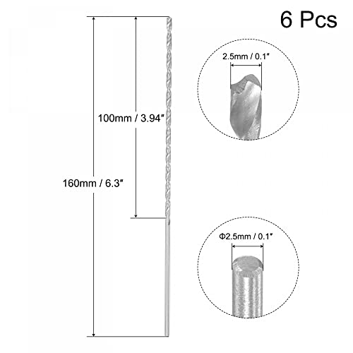 UxCell HSS Extra dugi bitovi bušilice, 2,5 mm promjer bušilice dužine 160 mm za očvrsnu metalnu drvenu plastičnu aluminijsku leguru