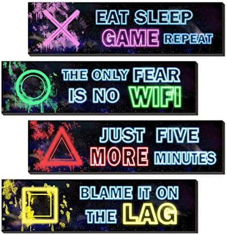 Dekor videoigara od 4 - Neonska tema za igre, dekor igrača za djecu, dječake, neonski igrački zidni dekor za igraonicu i igralište